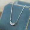 Dainty Crystal Arc Diamante Silver Necklace