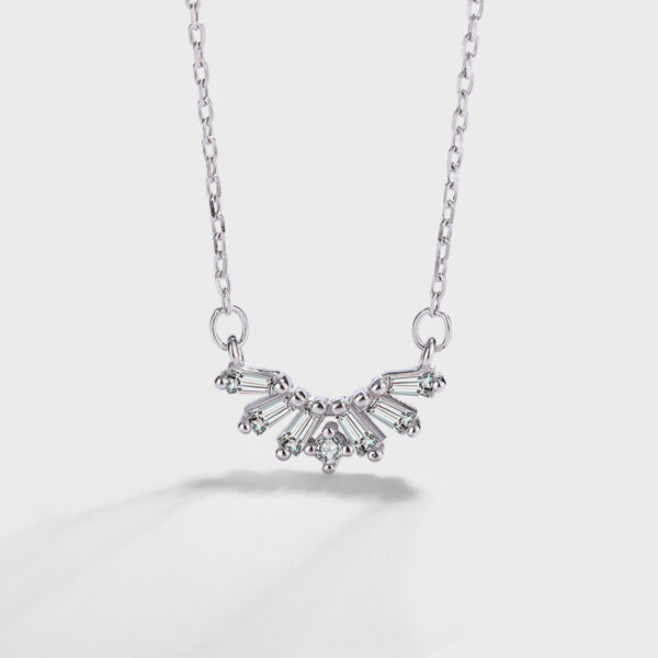 Dainty Crystal Arc Diamante Silver Necklace