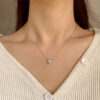 Tiny Solid Heart Diamante Silver Necklace