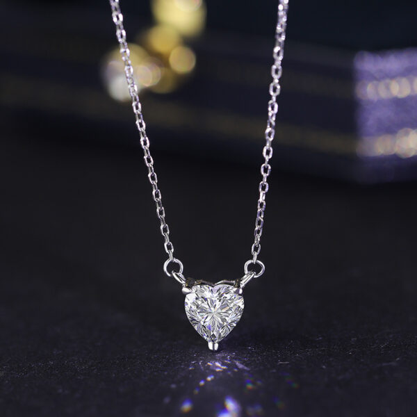 Tiny Solid Heart Diamante Silver Necklace