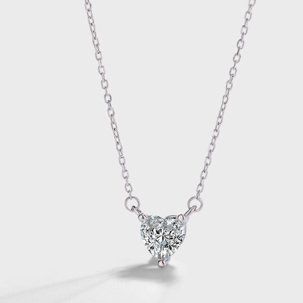 Tiny Solid Heart Diamante Silver Necklace