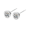 White Stud Small Diamante Silver Earrings