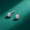 White Stud Small Diamante Silver Earrings