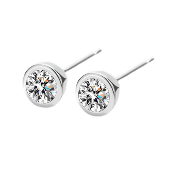White Stud Small Diamante Silver Earrings