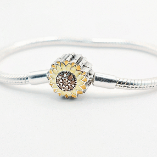 Sunflower Clasp S925 Sterling Silver Snake Charm Bracelet