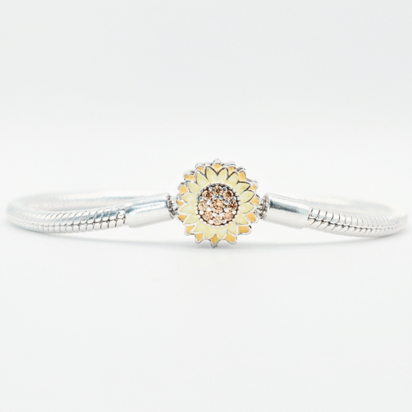 Sunflower Clasp S925 Sterling Silver Snake Charm Bracelet