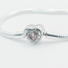 Pink Heart Centre Filigree S925 Sterling Silver Charm Bracelet
