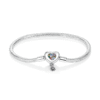 Simple Silver Heart Bracelet with Colourful Centre S925 Charm Bracelet