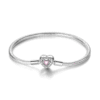 Pink Heart Centre Filigree S925 Sterling Silver Charm Bracelet