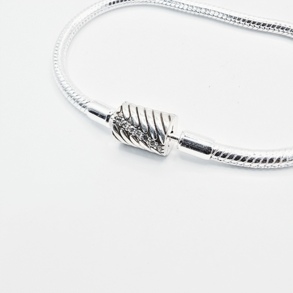 Striped Cylinder Barrel S925 Sterling Silver Charm Bracelet