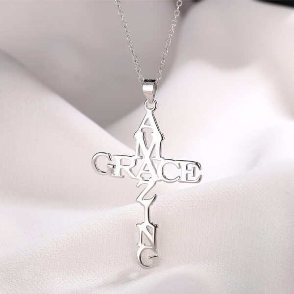 N-7008 (3) Amazing Grace Cross Sterling Silver 925 Necklace