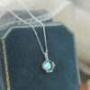 N-7014 (2) Opalescent Orb Sterling Silver 925 Necklace