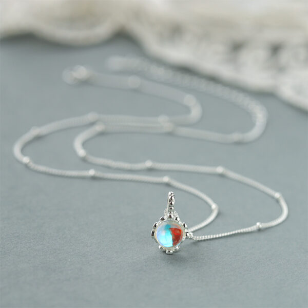 N-7014 (3) Opalescent Orb Sterling Silver 925 Necklace
