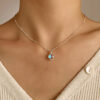 N-7014 (6) Opalescent Orb Sterling Silver 925 Necklace