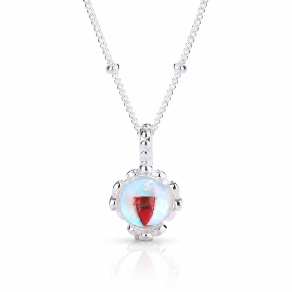 N-7014 Opalescent Orb Sterling Silver 925 Necklace