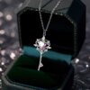 Aurora Heart Key Sterling Silver 925 Necklace