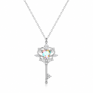Aurora Heart Key Sterling Silver 925 Necklace