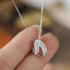 Double Arc Baguette Sterling Sterling Silver 925 Necklace