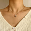 Double Arc Baguette Sterling Sterling Silver 925 Necklace