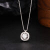 N-7018 Halo Diamante Sterling Silver Necklace