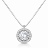 N-7018 (2) Halo Diamante Sterling Silver Necklace
