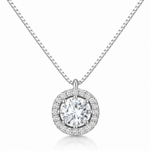 Halo Diamante Sterling Silver Necklace
