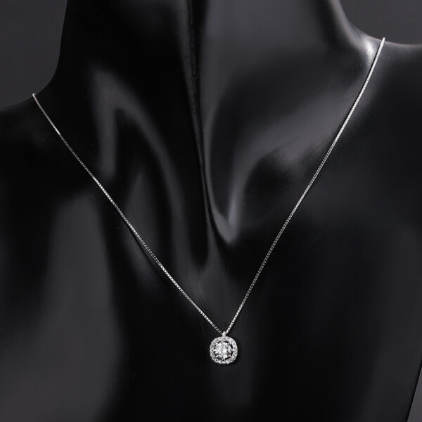 N-7018 (2) Halo Diamante Sterling Silver Necklace