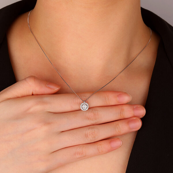 N-7018 (3) Halo Diamante Sterling Silver Necklace