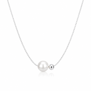 Minimal Pearl & Silver Bead S925 Necklace