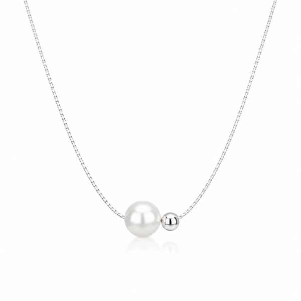 Minimal Pearl & Silver Bead S925 Necklace
